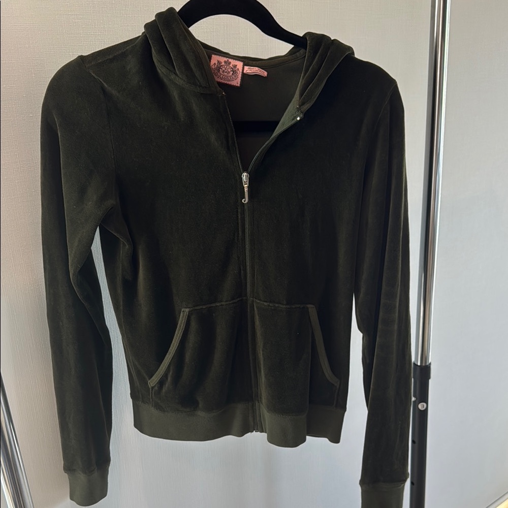 Juicy Couture Olive Green Velour Zip Up
